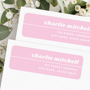 Light pink retro font trendy return label
