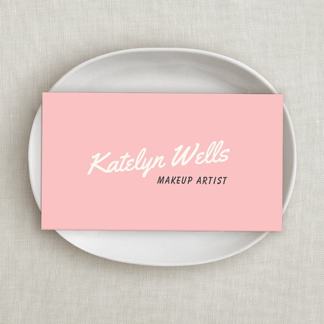 Light Pink Retro Handwritten Script Typography Business Card (Creator Uploaded)