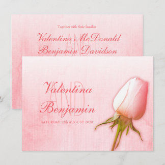 Light pink rose bud wedding invitations