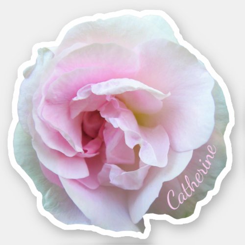 Light Pink Rose Custom Name Sticker