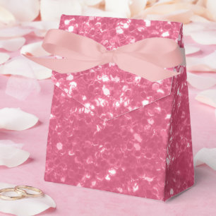 Light pink rose faux sparkles glitter favor boxes