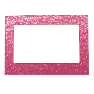 Light pink rose faux sparkles glitter magnetic frame