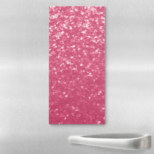 Light pink rose faux sparkles glitter magnetic notepad