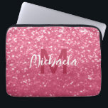 Light pink rose faux sparkles glitter Monogram Laptop Sleeve<br><div class="desc">Monogram Personalize with your custom name. Beautiful girly glamorous soft light pinkish purplish red shiny glitters sparkles trendy modern color. Photo of magenta sparkles glitter! Color of the year in faux sparkles!</div>