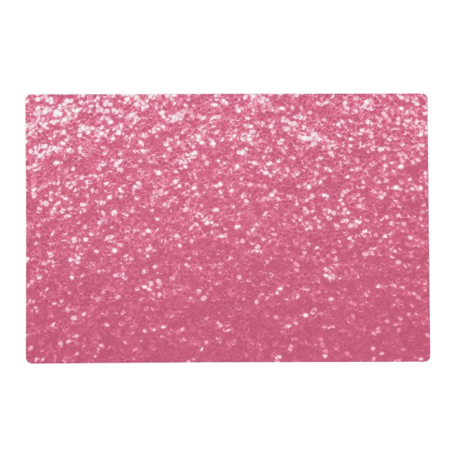 Light pink rose faux sparkles glitter placemat (Front)