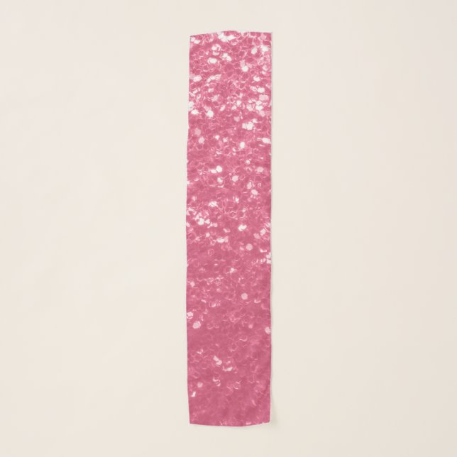 Light pink rose faux sparkles glitter scarf (Front)