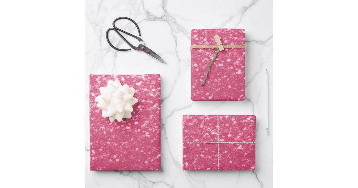 Pretty Pink & Purple Faux Glitter Gradient Wrapping Paper by Rose Gold