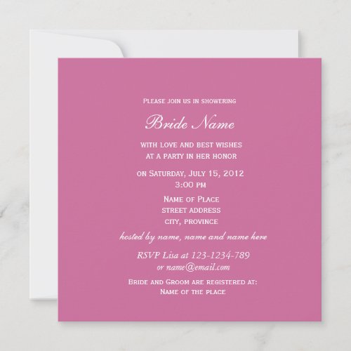 Light pink rose flowers bridal shower invitations