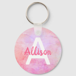 Light Pink Rose Marble Marbled Custom Name Text Keychain