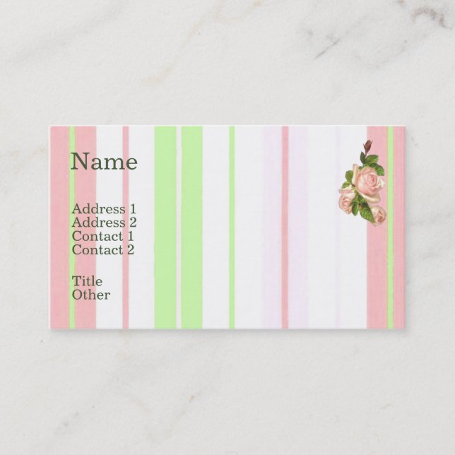 Light Pink Roses Business Card (Front)