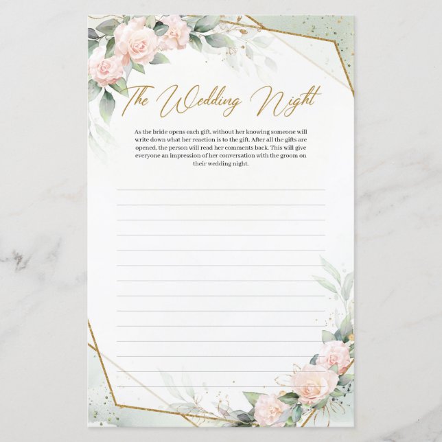 Light pink roses eucalyptus gold The Wedding Night (Front)