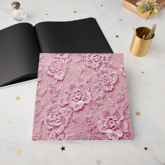 Light Pink Roses Lace Look Guest Book