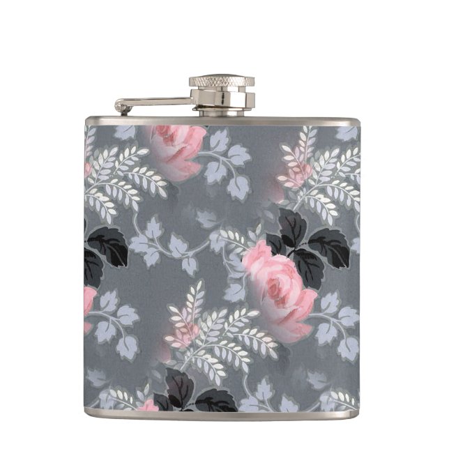 Light Pink Roses Pattern Flask (Front)