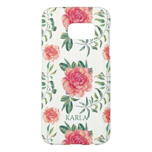 Light Pink Roses Watercolors Illustration Pattern Samsung Galaxy S7 Case