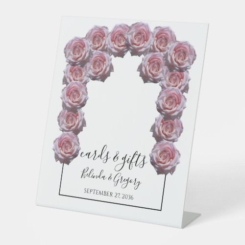 Light Pink Roses Wedding Cards  Gifts Pedestal Sign