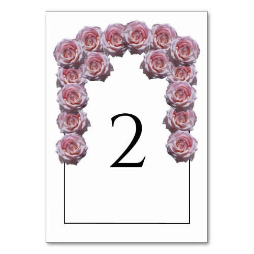 Light Pink Roses Wedding Table Number Card