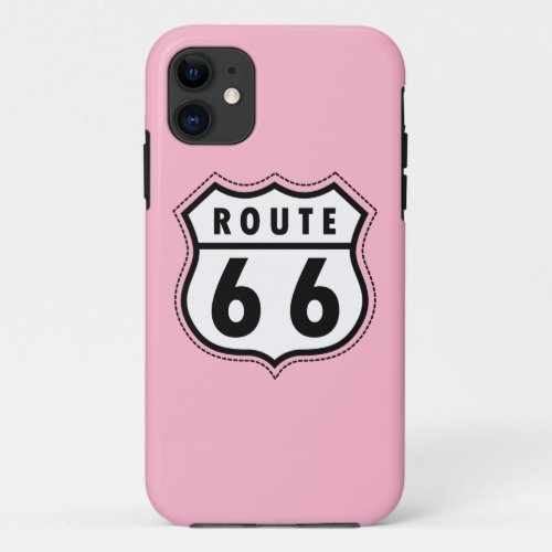 Light Pink Route 66 Road Sign iPhone 11 Case