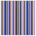 [ Thumbnail: Light Pink, Royal Blue, and Black Lines Fabric ]