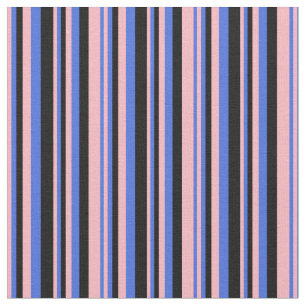 Light Pink, Royal Blue, and Black Lines Fabric
