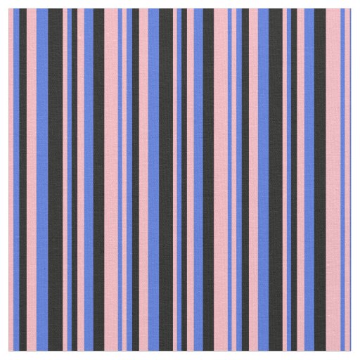 Light Pink, Royal Blue, and Black Lines Fabric