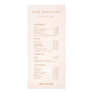 Light Pink Salon Spa Price List Service Menu
