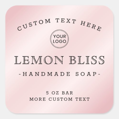 Light pink satin custom logo square product labels