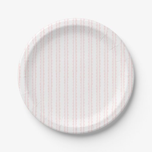 Light Pink Scalloped Stripe  Bridal Shower Paper Plates