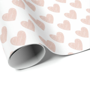 Light Pink Scribbled Valentine's Day Hearts Wrapping Paper