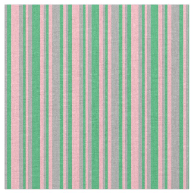 Light Pink, Sea Green, and Dark Grey Lines Fabric (Close Up)