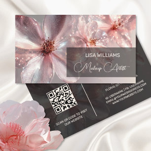 Light Pink Shiny Metallic Flower Business Card