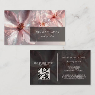 Light Pink Shiny Metallic Flower  Business Card