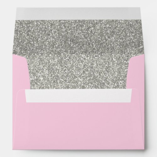 Light Pink  Silver Envelope  A7 Size  5x7 Card