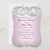 Light Pink Silver Jewel Bow Snowflake Quinceanera Invitation (Front)