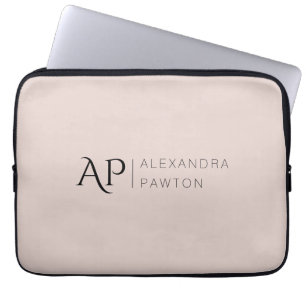 Light Pink Simple Minimalist Personalized Laptop Sleeve
