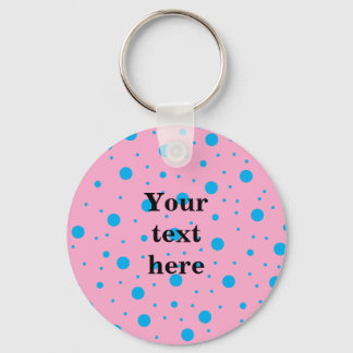 Light pink sky blue tiny and big polka dots keychain
