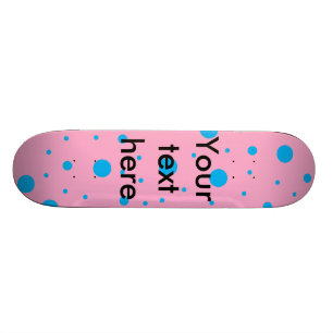 Light pink sky blue tiny and big polka dots skateboard deck