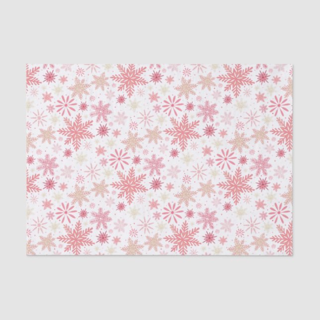 Light Pink Snowflakes Christmas Tissue Paper (Front)