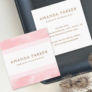 Light pink soft watercolor elegant spa boutique square business card