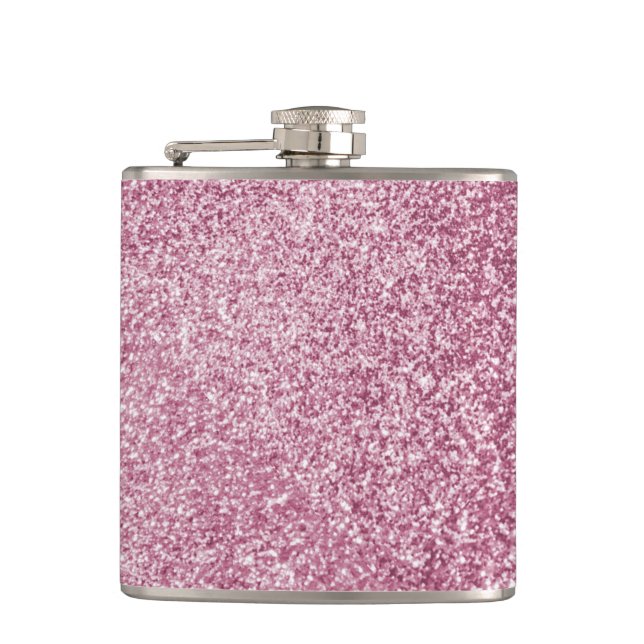 light pink sparkle glitter girly    flask (Front)