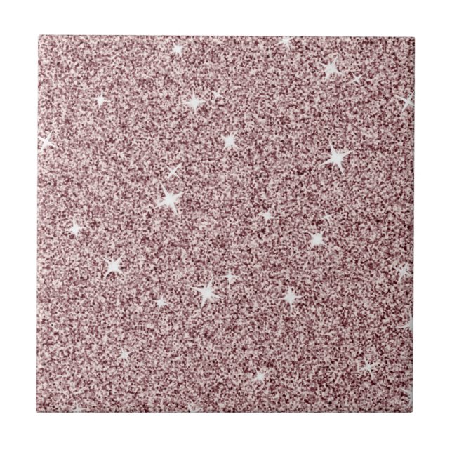 Light Pink Sparkle Star Cute Girly Glitter Pattern Ceramic Tile (Front)