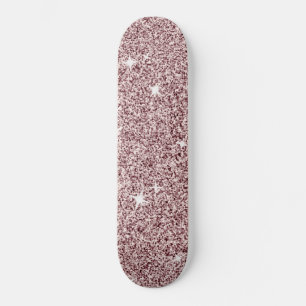 Light Pink Sparkle Star Cute Girly Glitter Pattern Skateboard