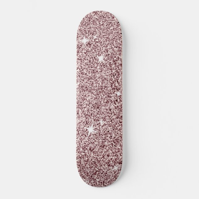 Light Pink Sparkle Star Cute Girly Glitter Pattern Skateboard (Front)