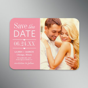 Light Pink Split Panel Photo Save the Date Magnet