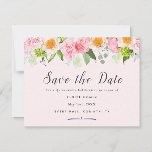 Light Pink Spring Quinceaera Save the Date Card