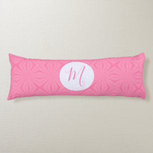 Light Pink Squiggly Squares Personalize Initial Body Pillow