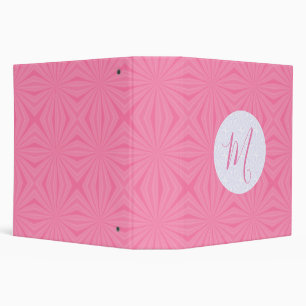 Light Pink Squiggly Squares Personalized Initial 3 Ring Binder