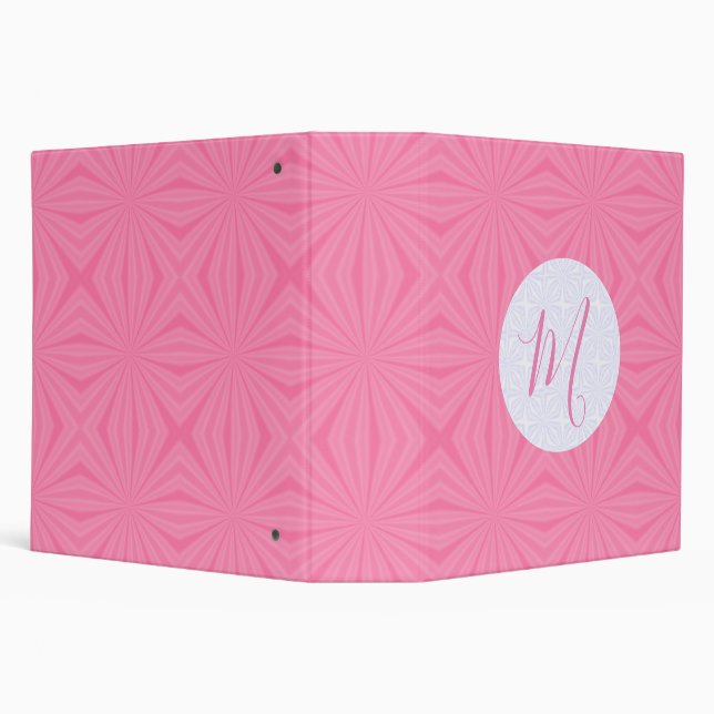 Light Pink Squiggly Squares Personalized Initial  3 Ring Binder (Background)