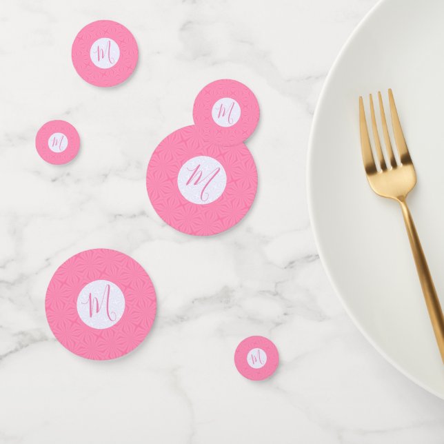 Light Pink Squiggly Squares Personalized Initial Confetti (Group)