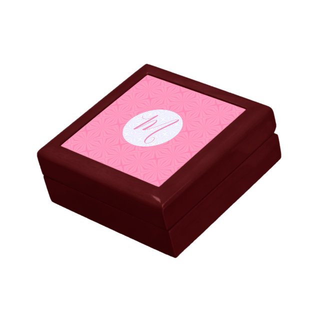 Light Pink Squiggly Squares Personalized Initial Gift Box (Side)
