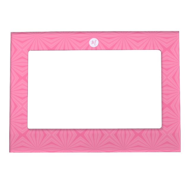 Light Pink Squiggly Squares Personalized Initial  Magnetic Frame (Front)